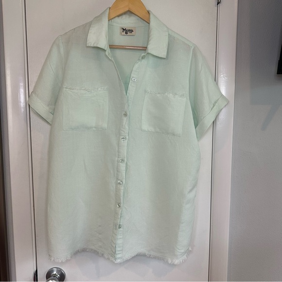 Show Me Your Mumu Antonelli Top. Large. Color: Mint Linen. RN#: 133910 - Picture 1 of 7